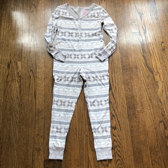 Winter Fox Snowflake Stretch Cotton Patterned Onesie Pajamas - Picture 1 of 5